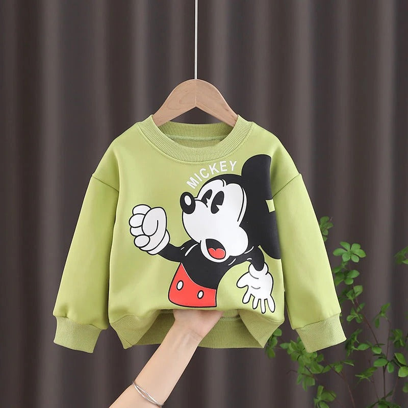 Mickey Rundhalsad  Långärmad Sweatshirt för Barn